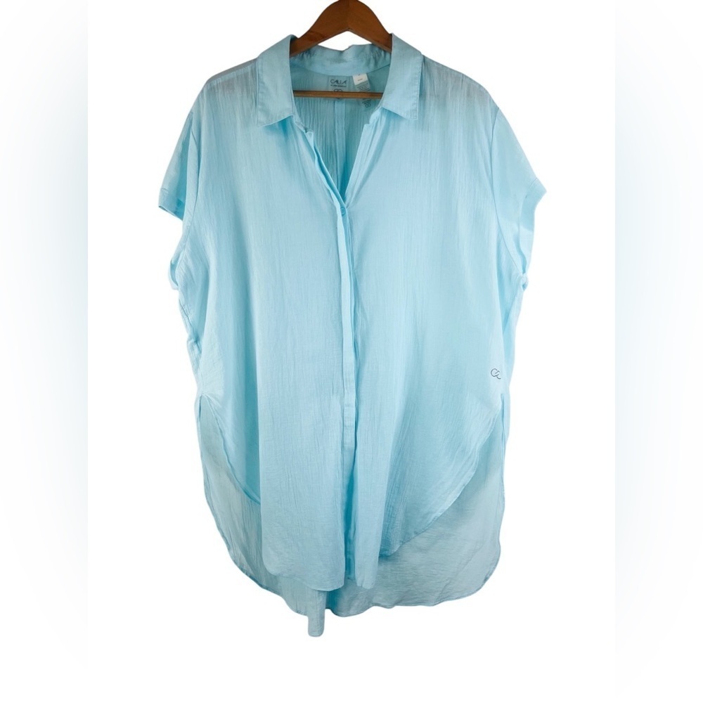 Calia by Carrie Underwood Light Blue Cotton Women's Shirt Dress Size XL